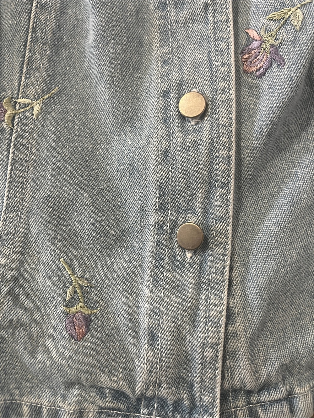 Vintage Together Denim Embroidered Floral 100% Cotton Tank Top Vest Corset 8 - Picture 4 of 7